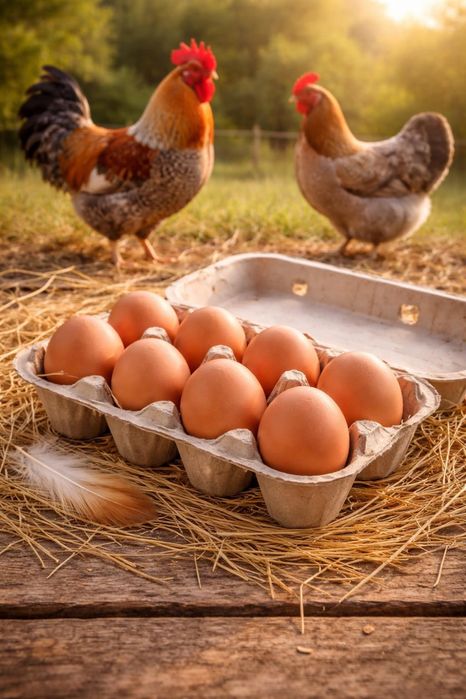 Ovos caseiros frescos Galinhas Beldfelder Gold & Silver