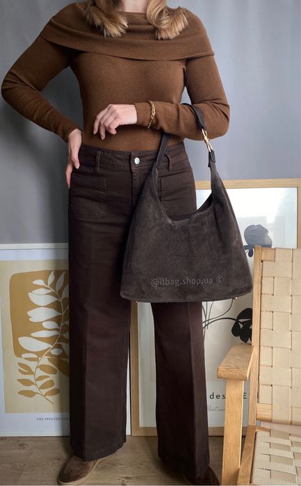 Італійська замшева сумка хобо мішечок. Замшевая сумка мешок итальянска