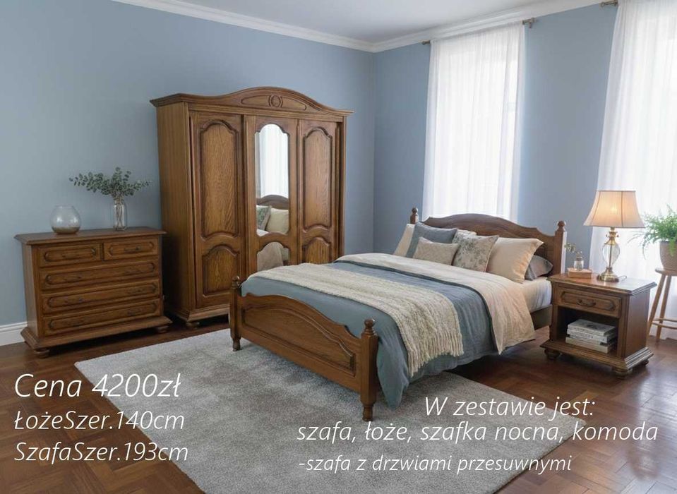 Sprzedam meble do sypialni - łóżko komoda szafa szafki nocne Zestawy