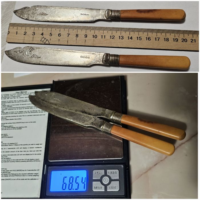 Вінтаж Рідкісні Столові Ножі для Риби М'яса EPNS Посріблення Англія