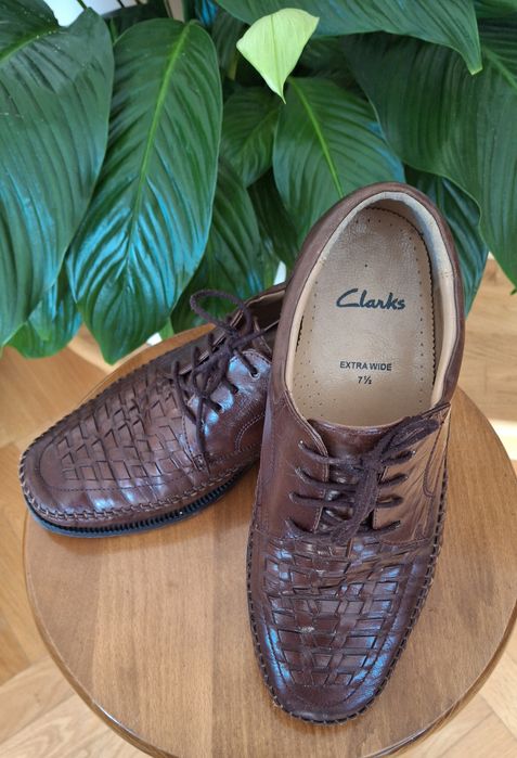 Pantofle męskie skóra brąz Clarks Eu 41,5 uk 7,5