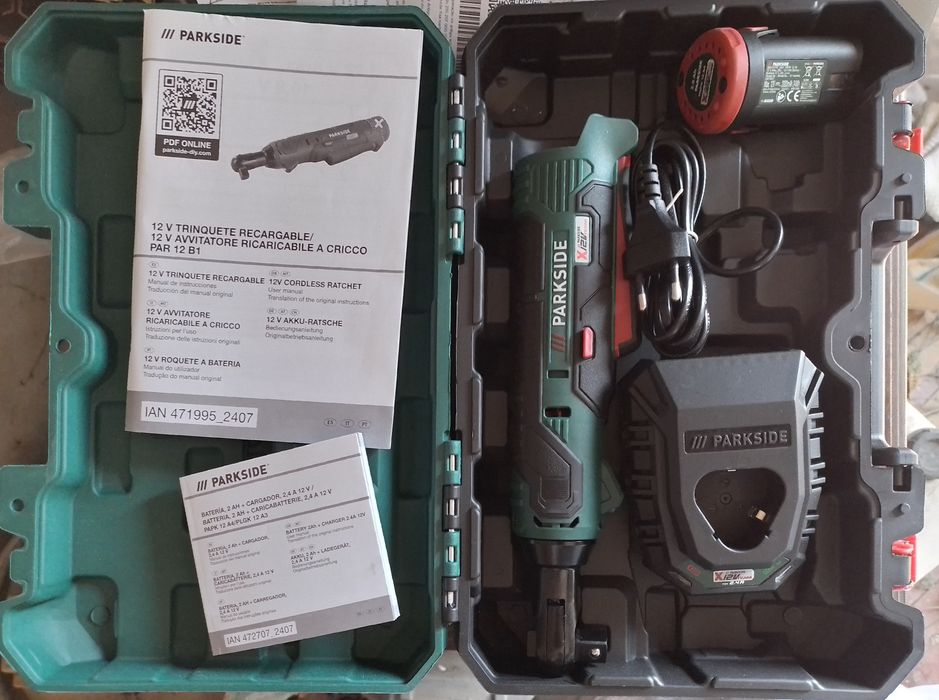 Conjunto Parkside Roquete Bateria Carregador