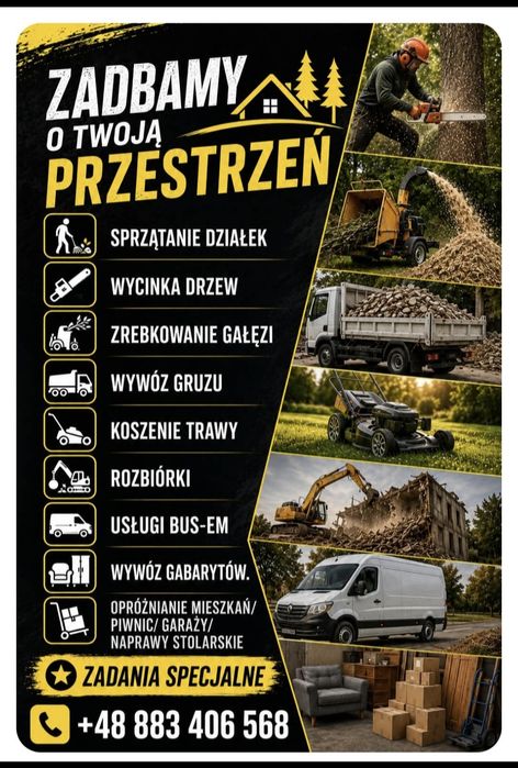 Opróżnianie mieszkań piwnic garaży magazynów wywóz gruzu zlomu transport busem