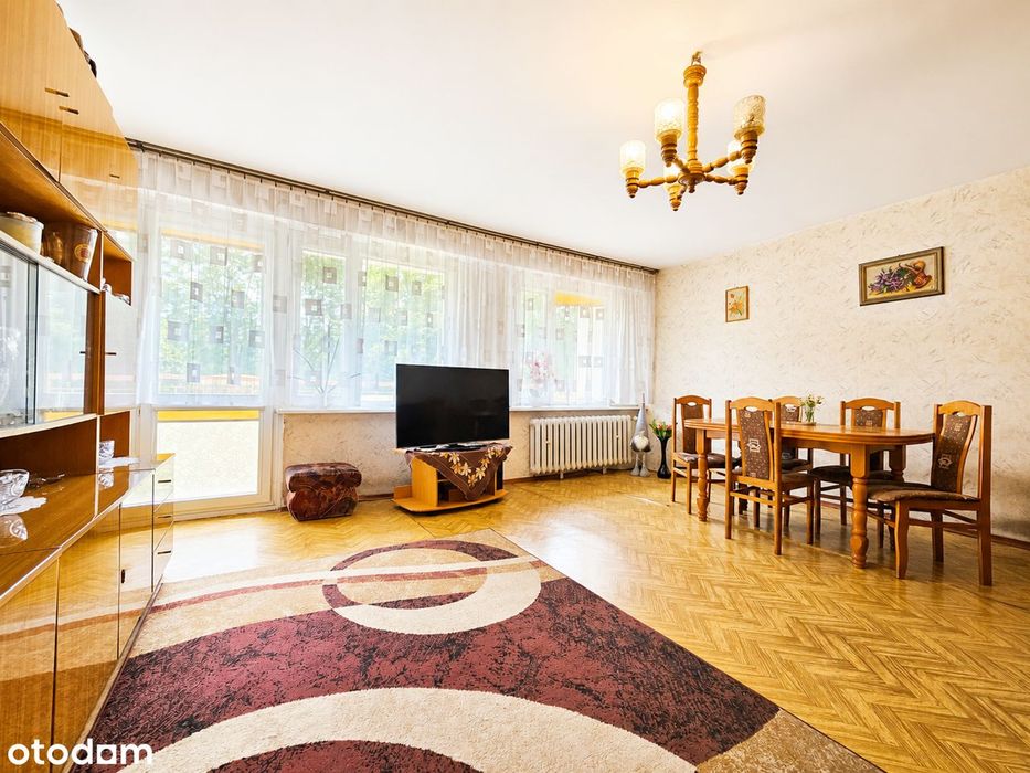 4 pokoje z dużym balkonem na parterze - Rąbin!