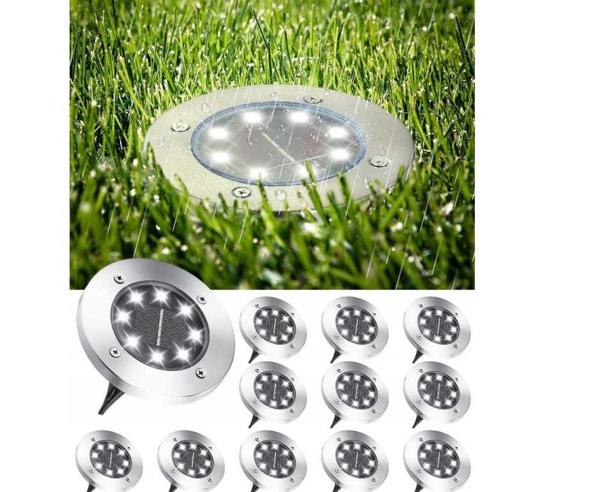 *HIT* Lampki LED 12 sztuk Mocne Wydajne na ogród dysk solarna EKO