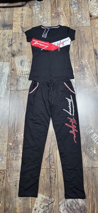 Komplet damski koszulka spodnie bawełna cyrkonie 3D S