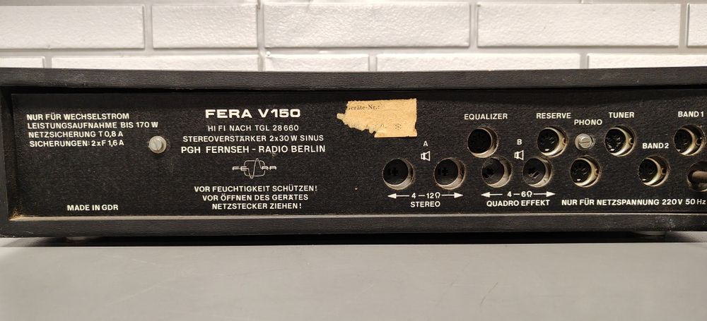 Wzmacniacz Quadro HI-FI STEREO RFT Fera V-150