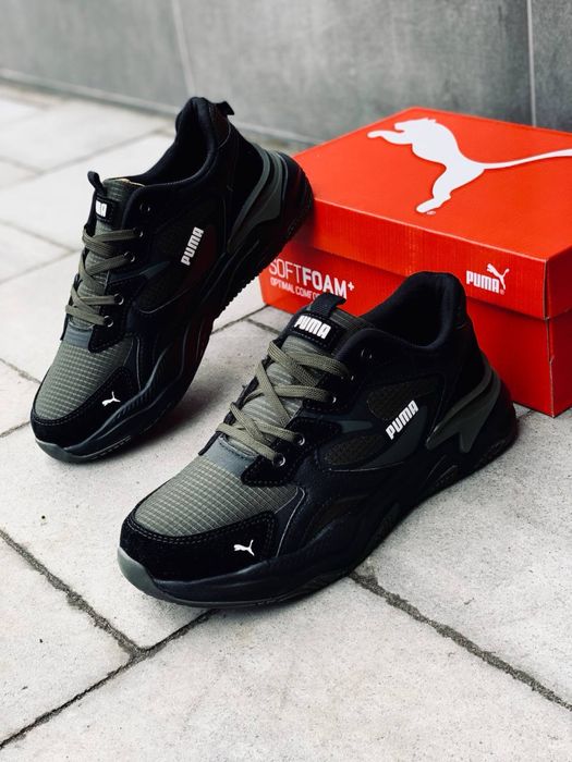 Мужские кроссовки puma black/khaki новинка этого сезона кросовки пума