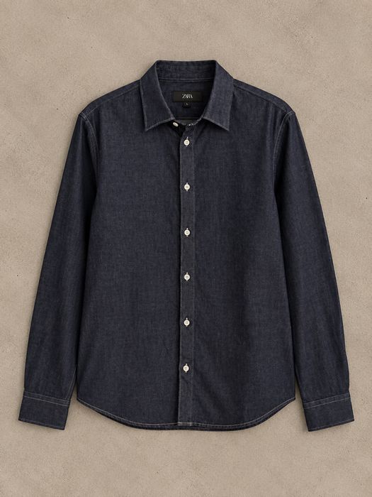 ZARA męska koszula z lnem granatowa rozmiar L nowa Reserved jeans H&M