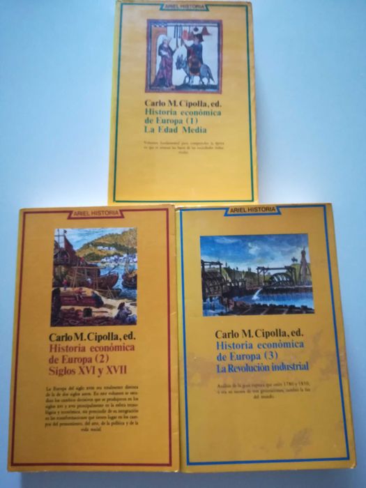 livro - História económica de Europa - Carlo Cippola - 3Vols