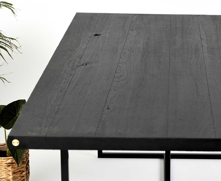 Stół dębowy palony CZARNY LORD | Lite drewno dębowe