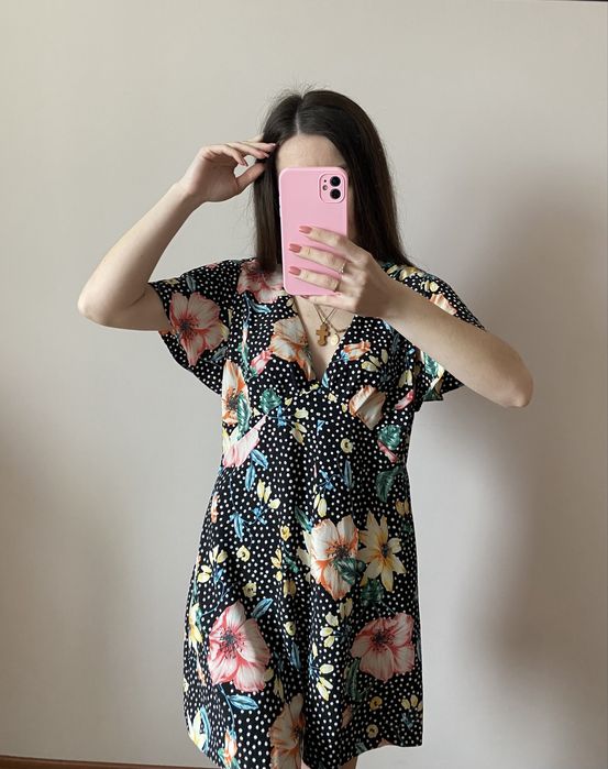Комбінезон ромпер з шортами в квітковий принт zara m