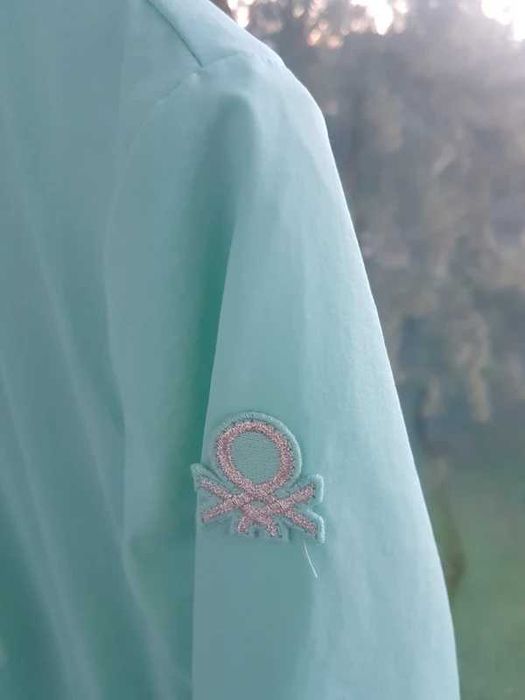 Corta Vento | Parka | Kispo | Impermeável verde água Benetton 10 anos