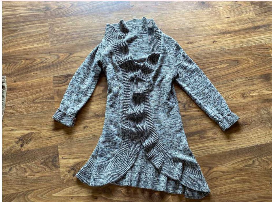 Piękny szary sweter kardigan 36 38 40 narzutka