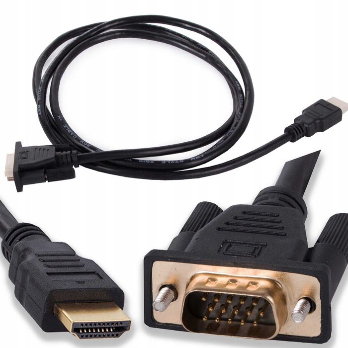 KABEL VGA - HDMI 2M GOLD FULL HD D-SUB PRZEWÓD nowy zapakowany starowa