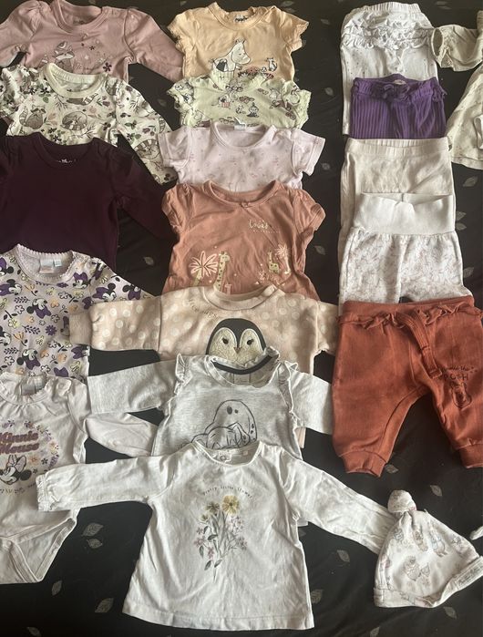 Paka paczka ubranek dla dziewczynki noworodka 50 56 62 H&M Next Baby