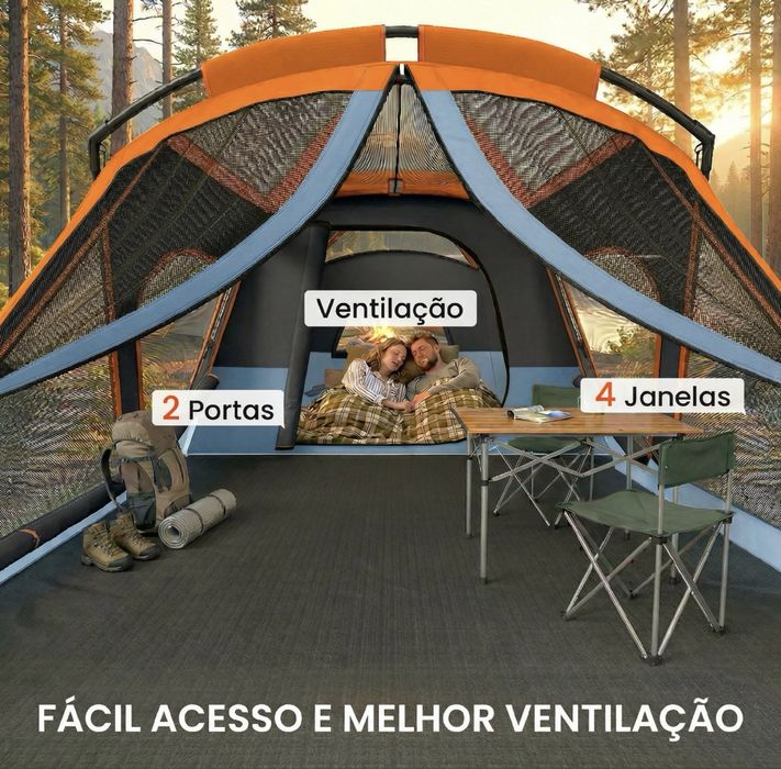 Tenda de Campismo Familiar Outsunny – 2 Quartos