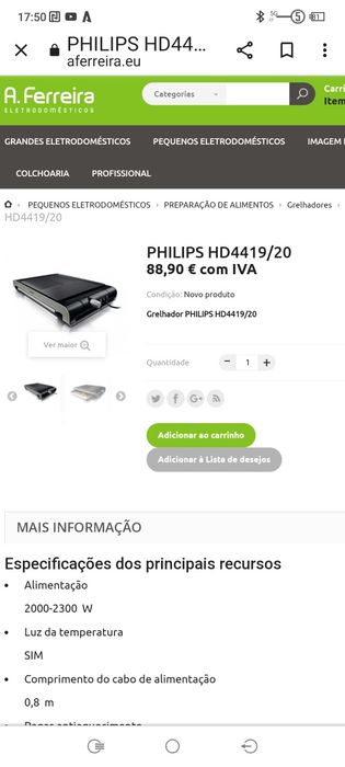 Grelhador Philips como novo a metade do preço