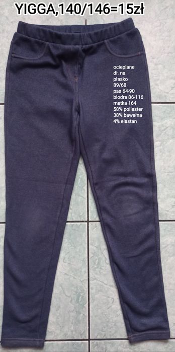 Legginsy dziewczęce ocieplane ala jeans.