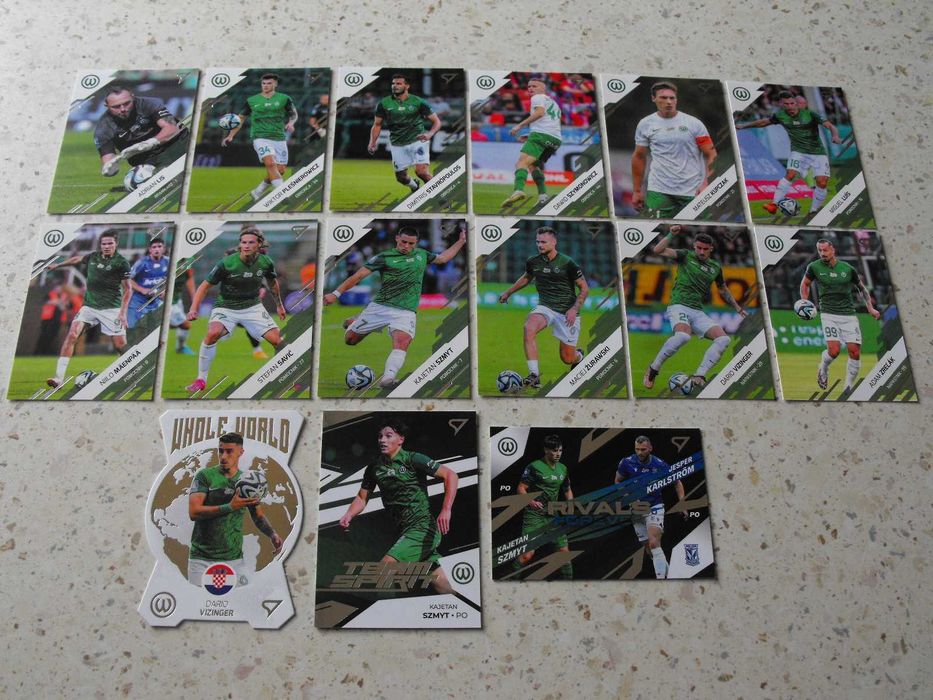 Ekstraklasa sezon 2023/24, karty Warta Poznań , zestaw 15 kart.