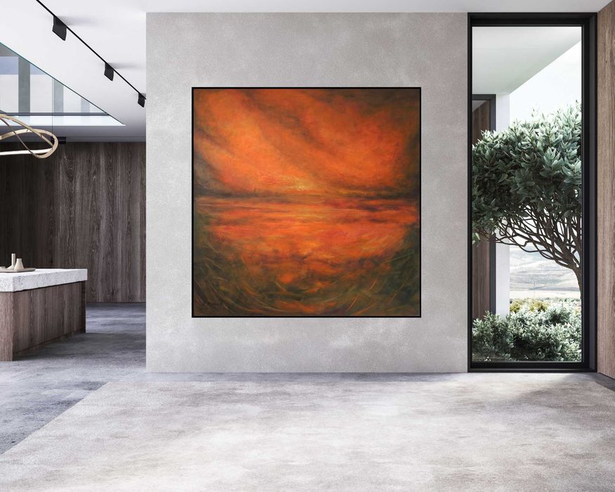Ręcznie malowany nowoczesny obraz - abstrakcja do salonu 80x80  Kraków