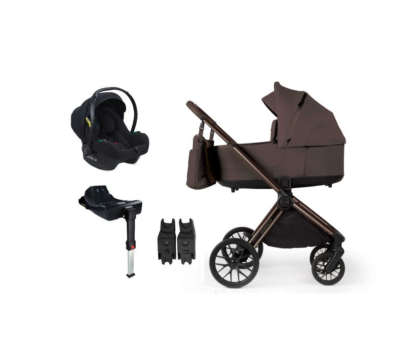 Zestaw 4w1 ADAMEX BIANCO Chocolate Brown + Fotelik Avionaut + Baza isofix + adaptery