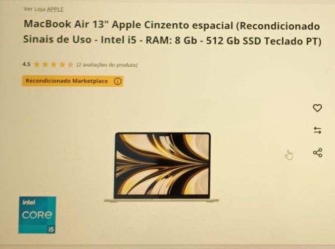 MacBook Air 13" (2020) – Cinzento Espacial – Bom estado