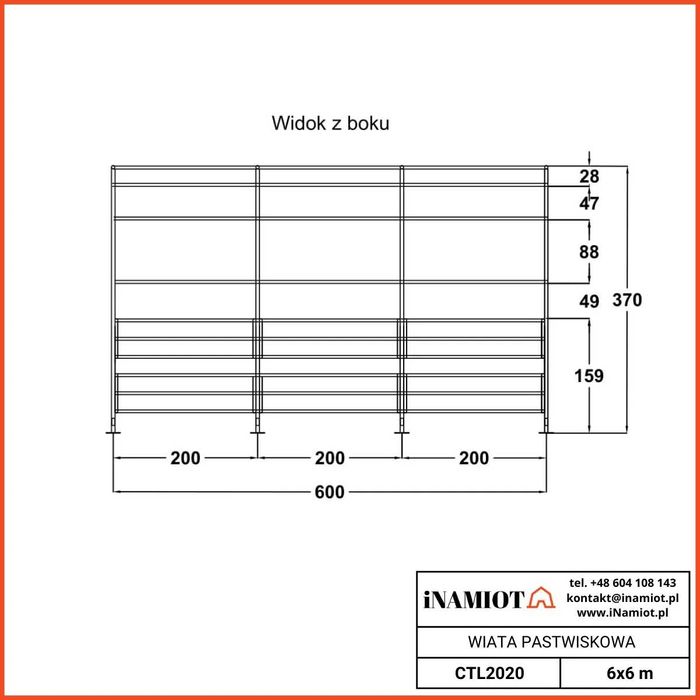 Wiata pastwiskowa dla zwierząt 6x6 M – model CTL2020, Ocynk namiot