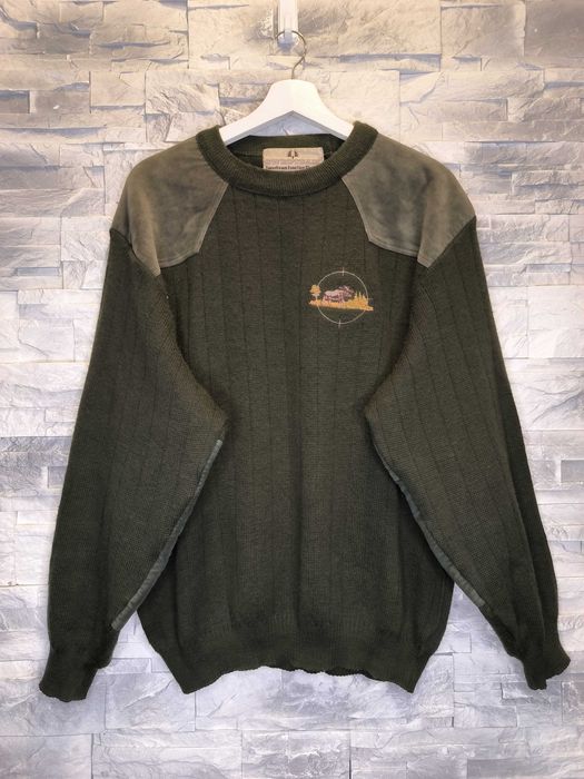 Bluza Swedteam Myśliwska Vintage Wełniana Wełna Logo Khaki