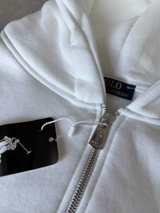Bluza z kapturem Polo Ralph Lauren, biała, polarowa, zapinana na zamek