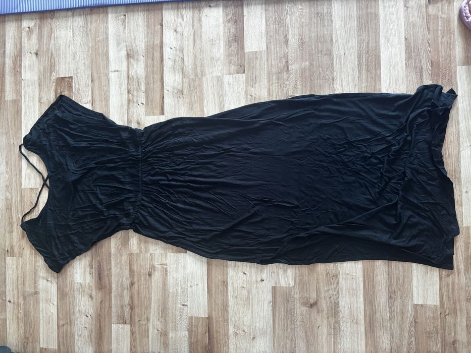 Czarna dluga sukienka z rozcięciami po bokach r S h&m