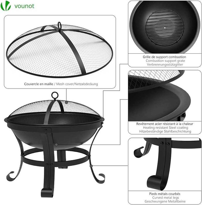 Braseiro exterior 55 cm, para jardim, terraço, campismo, novo