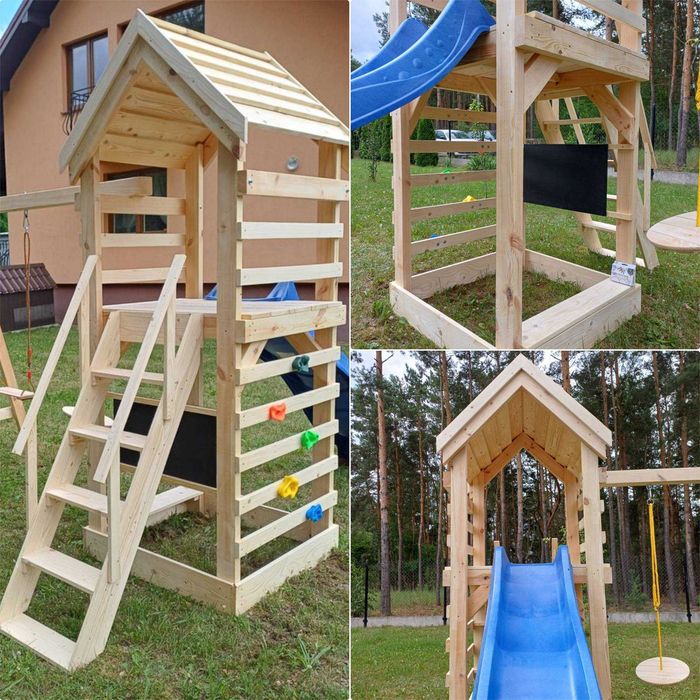 Plac zabaw ,,LENA''  | Domek + Ślizg + 2 Huśtawki + Tablica | KOMPLET | Dostawa Cała Polska