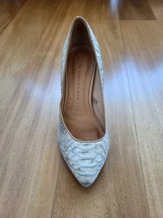 Sapatos Pele Imitação Crocodilo Cinza - ZARA