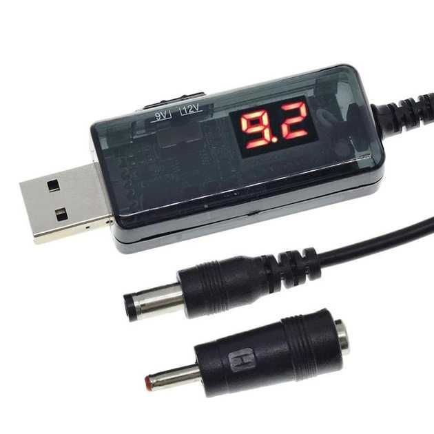 Кабель USB - DC с переключателем на 9V / 12V (DC 5.5*3.5 / 3.5*1.35)
