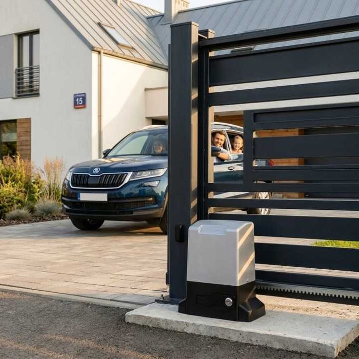 Napęd do bramy przesuwnej Z MONTAŻEM – zestaw: 2 piloty, fotokomórki, listwa 5 mb