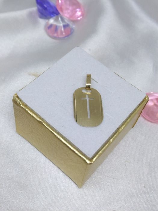 Złoty wisiorek blaszka z krzyżykiem złoto 585