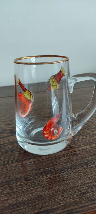 Travessa de Limoges antiga pintada à mão + Canecas de cerveja