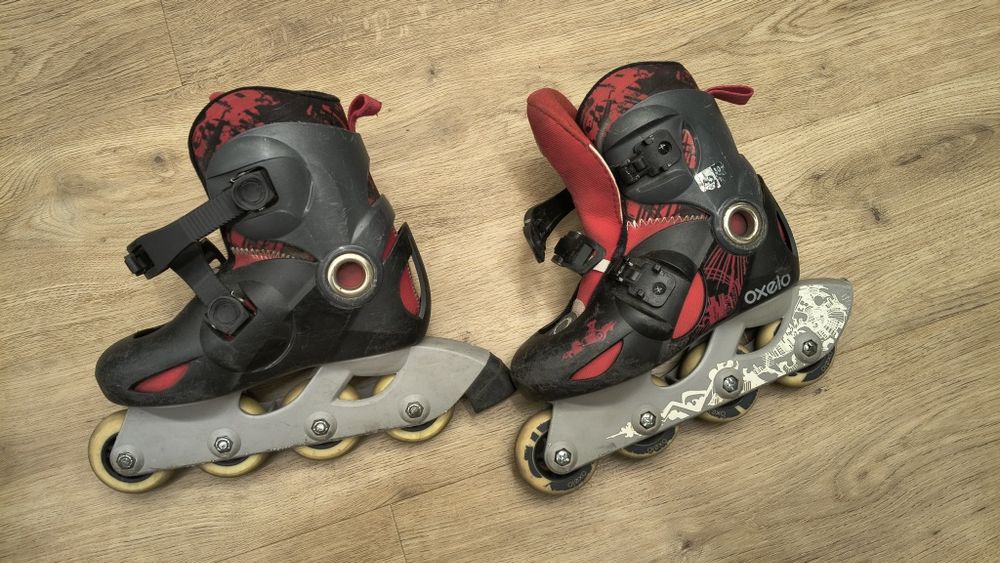 Rolki meteor regulowane 34-37 + oxelo czerowne - 2 sztuki