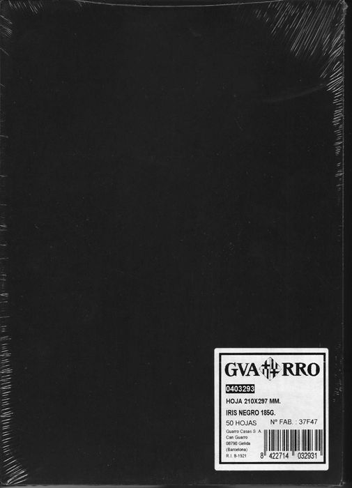 Pack de 50 cartolinas pretas (185g)