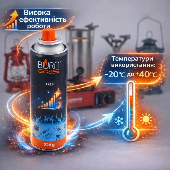 Балони газові  220 г 12шт картриджі для плит і пальників туристичні