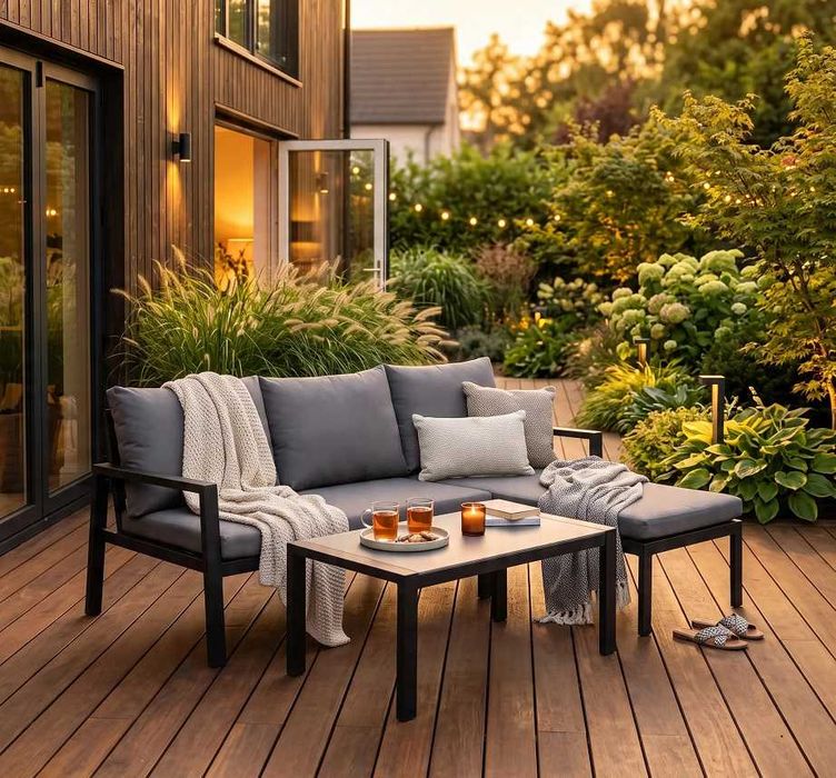Aluminiowy narożnik ogrodowy Argos Home Sitges – 3-osobowy, zestaw wypoczynkowy