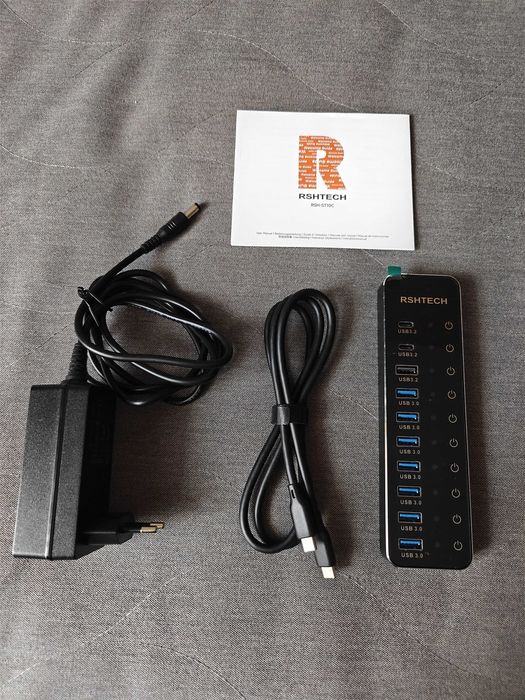 RSHTECH Koncentrator hub USB 3.2/USB-C 10-portowy 60W 10Gb/s