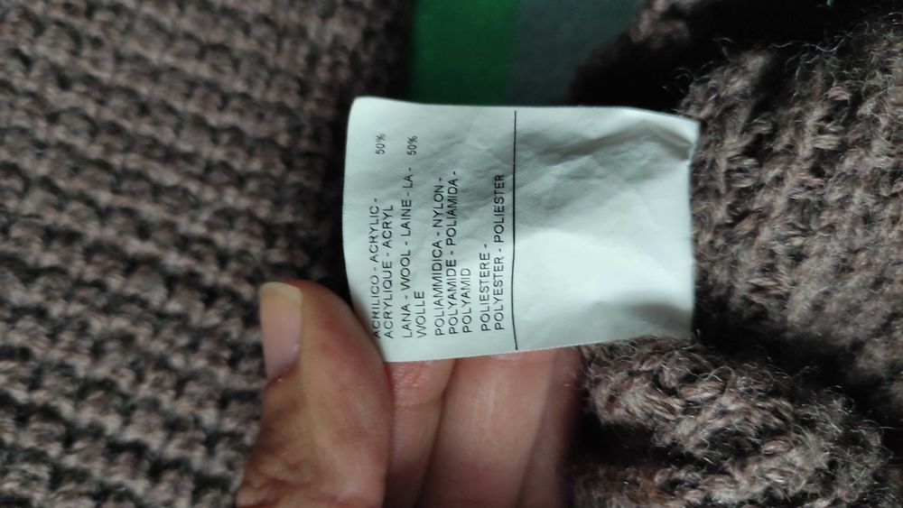 Sweter z kapturem, kurtka, wełna, pikowanie, jak nowy, Benetton