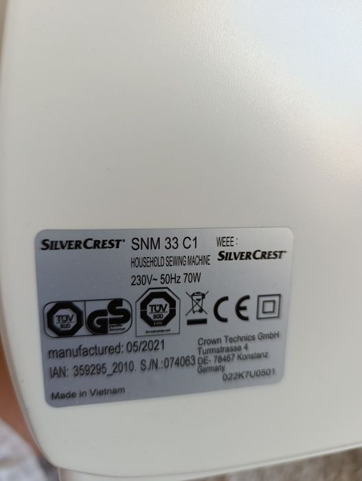Maquina de costura automática SilverCrest