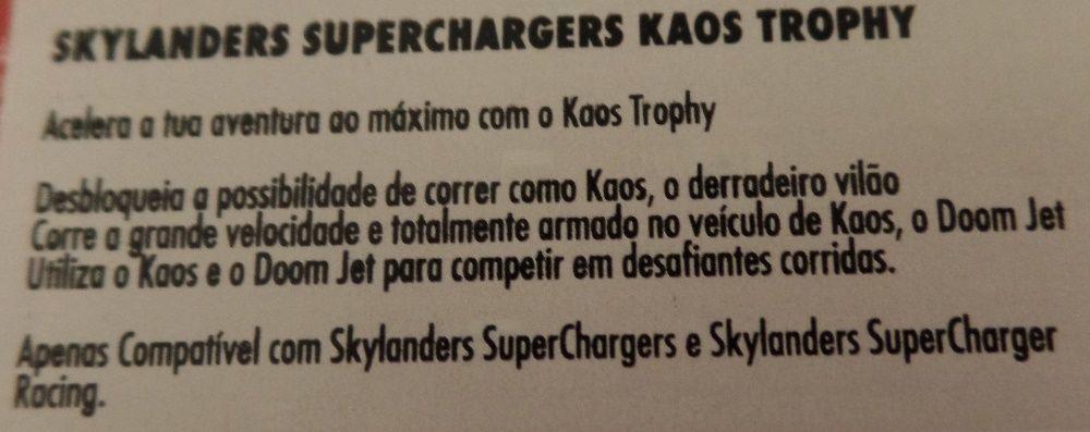 Skylanders SuperChargers Kaos Trophy NOVO (V62)