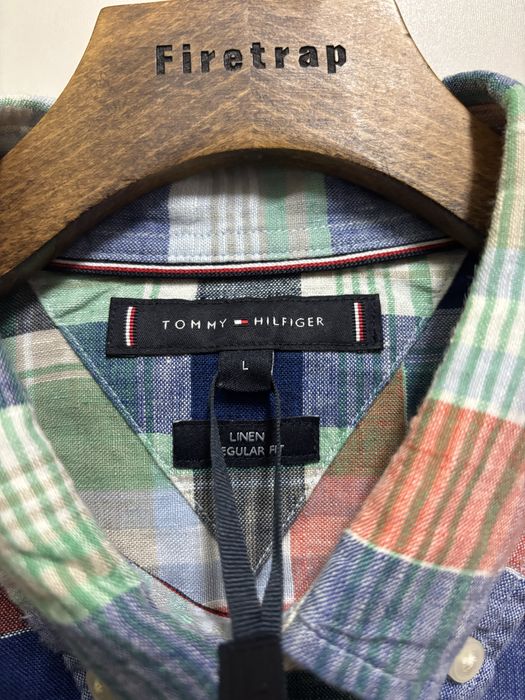 Koszula Lniana Tommy Hilfiger Summer Madras 100% Len L Nowa