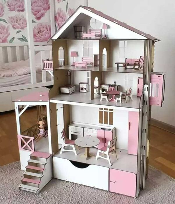 Дитячий будиночок для ляльки Барбі—НОВИЙ‼️великий,деревʼяний з меблями