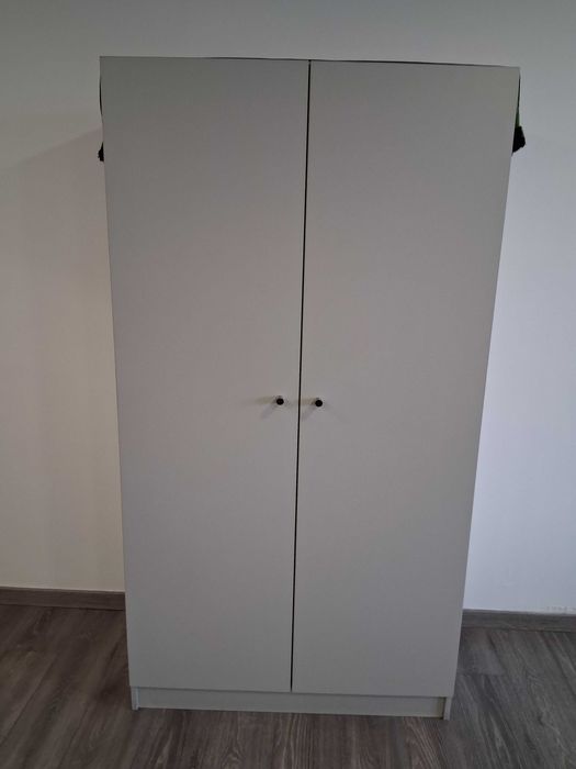 ID100-Vendo Armário 2 portas madeira cinza 3 prateleirasC96xL42XA158cm