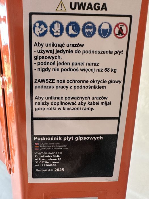 Podnośnik do płyt GK – 2025